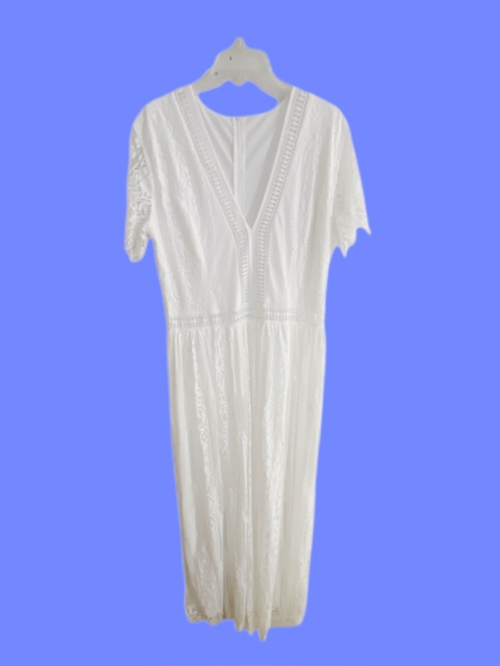 White Lace V-Neck Gown Size XL